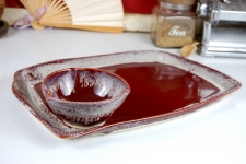 Red Platter and Dipping Bowl 