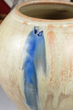 Large Sunburst Vase with Blue Glass