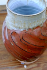 Large Faceted Rustic Red Vase