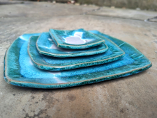 Square Plate Set in Turquoise Falls - Handmade to Order