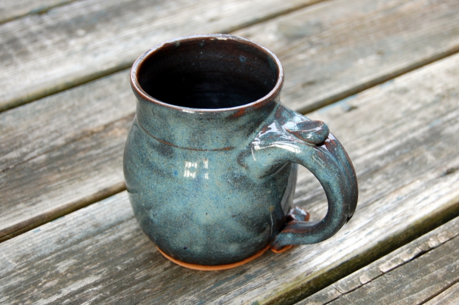Hand Thrown Pottery Mug in our Slate Blue Glaze Handmade Pottery Mug