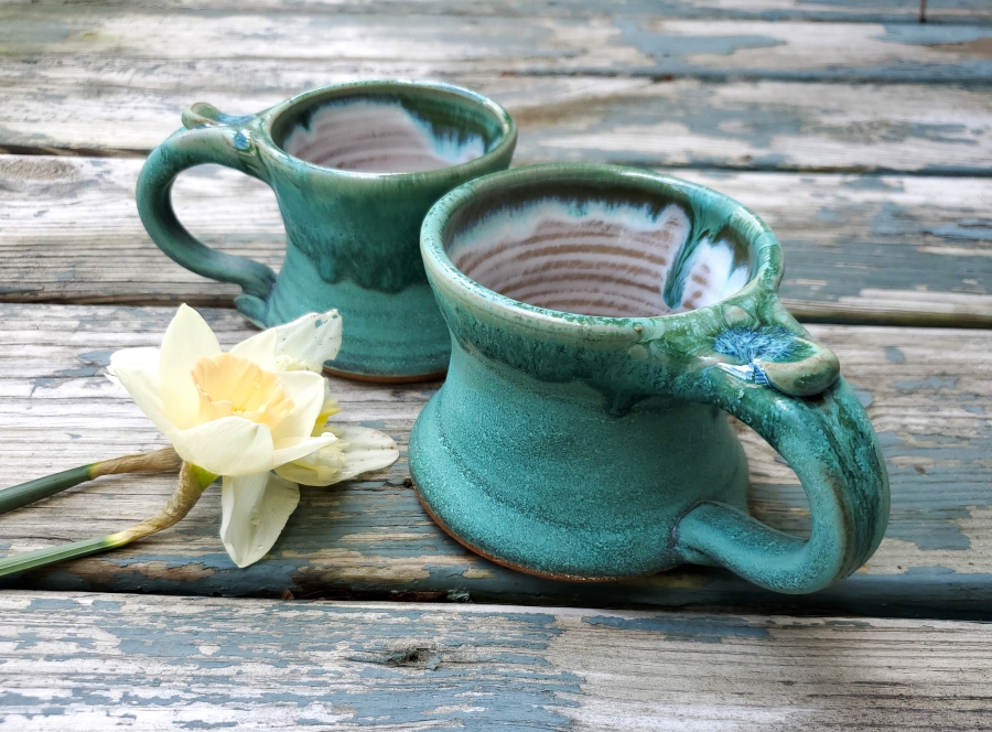 Hand Thrown Pottery Mug Pottery Wheel Thrown Mug Hand Thrown Turquoise Mug