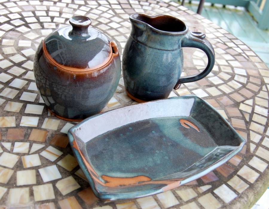 Handmade Pottery Cream and Sugar Set with Tray Handmade Stoneware ...