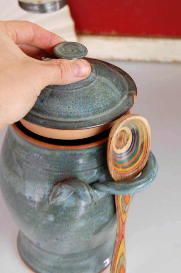 Handmade Pottery Kitchen Canister In Slate Blue Wheel Thrown