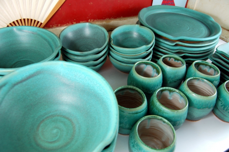 Handmade Pottery Dinnerware Set Turquoise Pottery Dishes Stoneware