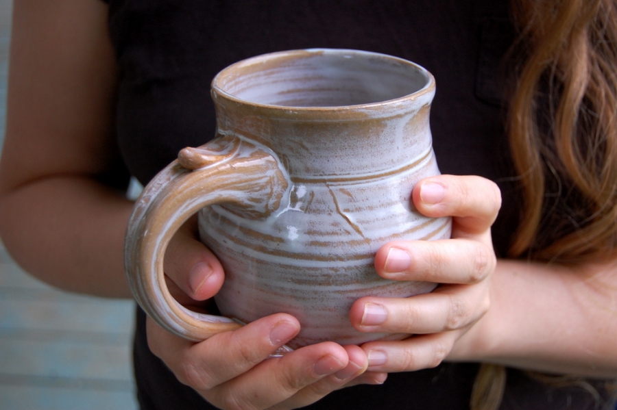 Wheel thrown pottery mug in Dusk Glaze 10-12oz hourglass wheel thrown pottery coffee mug SOLD INDIVIDUALLY stoneware mug