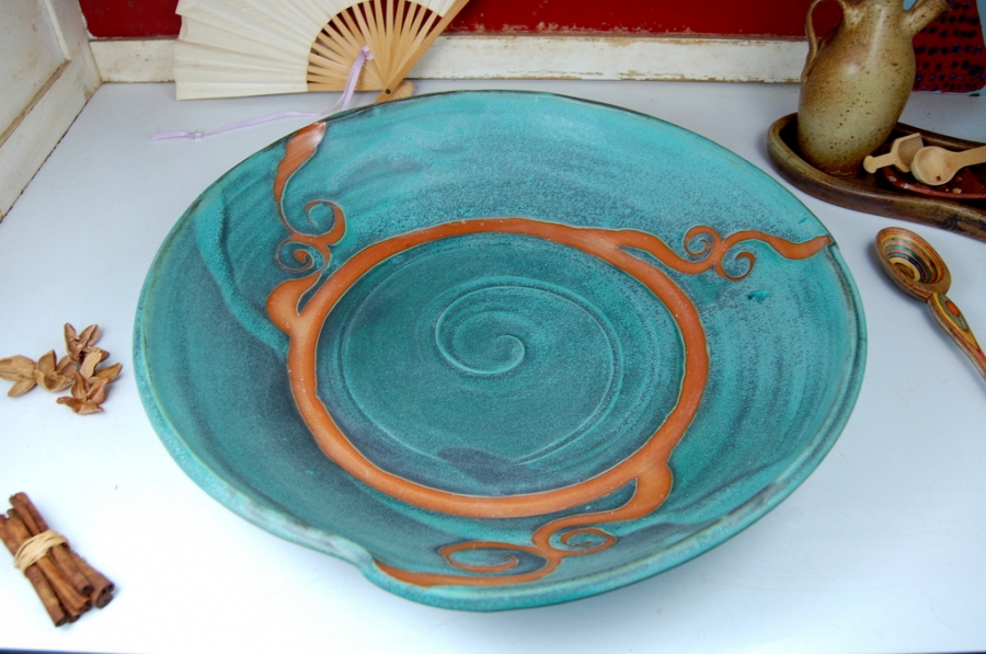 Hand Thrown Pottery Platter Huge Handmade Pottery Serving Platter in