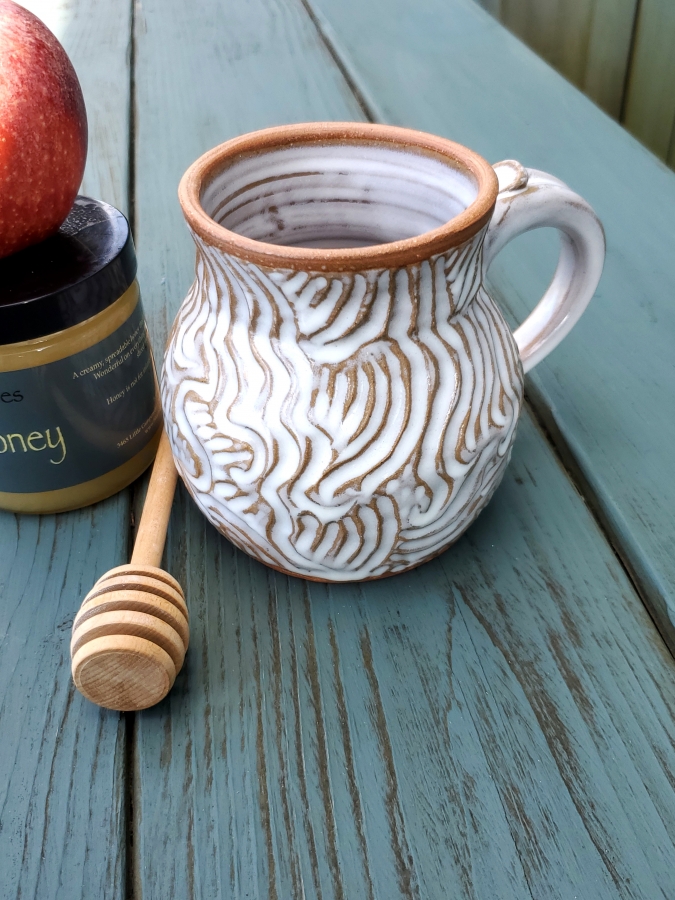 Hand Thrown Pottery Mug Hand Carved Pottery Mug Stoneware Pottery Mug