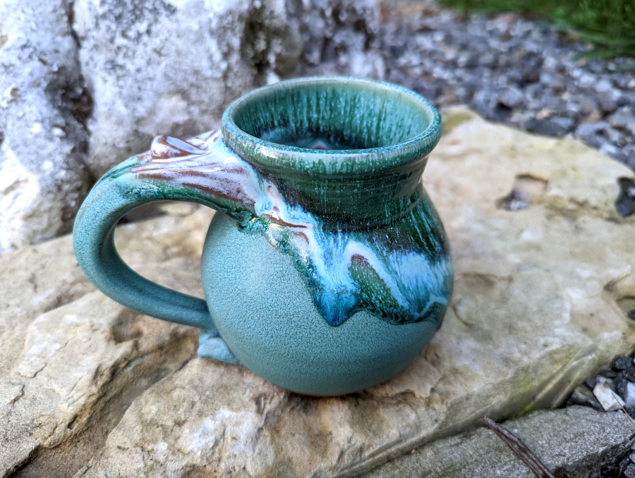 Hand Thrown Pottery Mug Turquoise White Handmade Pottery Mug Turquoise  Pottery Mug