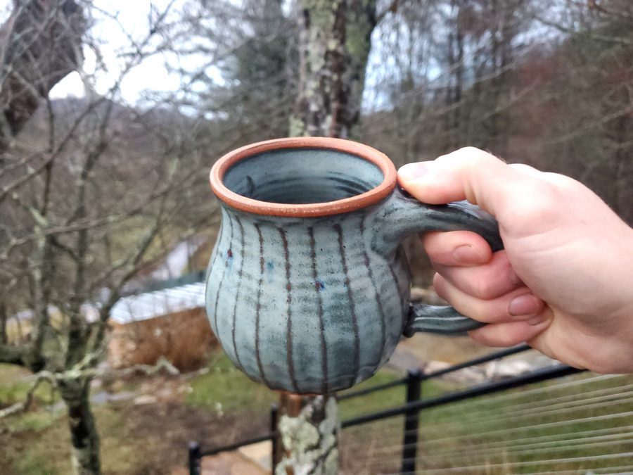 Hand Thrown Pottery Mug Wheel Thrown Mug Hand Carved Stoneware Pottery Mug