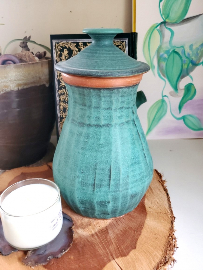 Hand Thrown Pottery French Butter Bell in Turquoise Wheel Thrown