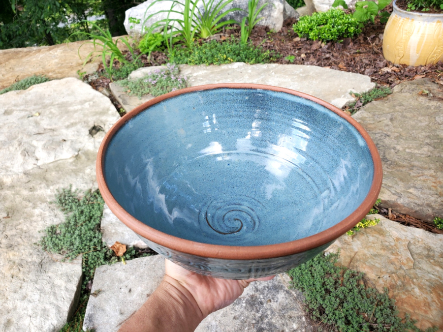 Blue Handthrown Mixing Bowl