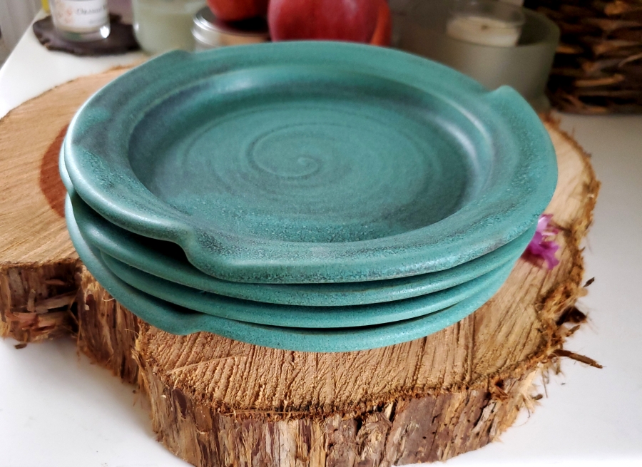 Hand Thrown Lunch Salad Plates in Turquoise Glaze Handmade North