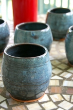 Stemless Wine Glass or Drinking Cup in Slate Blue - Handmade to Order