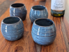 Stemless Wine Glass or Drinking Cup in Slate Blue - Handmade to Order
