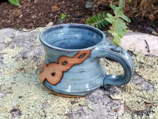 12 oz Slate Blue Mug with Rust Chain - Handmade to Order
