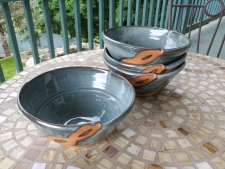Soup Bowl in Slate Blue with Rust Chain - Handmade to Order