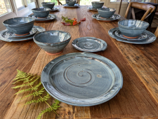 Dinnerware Set for Eight in Slate Blue - Handmade to Order - Pick up Only