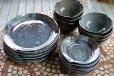 Dinnerware Set for Eight in Slate Blue - Handmade to Order - Pick up Only