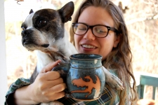 Slate Blue Mug with Rust Dragon - Handmade to Order