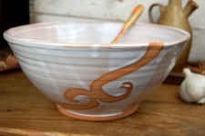 Large Serving Bowl or Mixing Bowl in Shale with Rust Waves - Handmade to Order