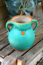 Large Turquoise and Rust Grecian Urn or Vase - Handmade to Order