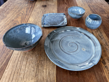 Eclectic Place Setting in Slate Blue - Handmade to Order - Pick up Only