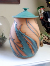 Massive Turquoise Splash Lidded Jar- Handmade To Order