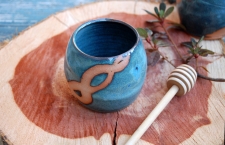 Stemless Wine Glass or Drinking Cup in Slate Blue with Rust Chain - Handmade to Order