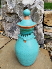 Massive Turquoise Lidded Jar- In Stock and Ready to Ship