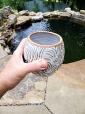 Carved Tumbler in Rooted Shale - Handmade to Order
