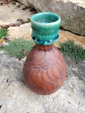 Carved Turquoise Top Bottle or Flower Vase- In Stock and Ready to Ship