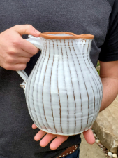 Large One Gallon Pitcher Ridged in Shale - Handmade to Order