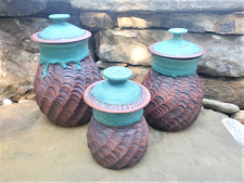 Set of 3 Kitchen Canisters in Turquoise and Woven Iron - Handmade to Order