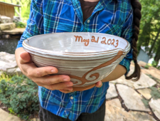 Personalized Wedding Bowl in Shale with Rust Waves Large Custom Serving Bowl - Handmade to Order 