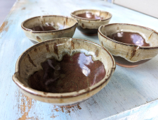 Set of Four Snack Bowls or Rice Bowls in Brownstone- Handmade to Order