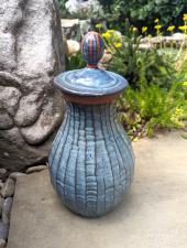 Large Kitchen Canister or Lidded Jar Riddged in Slate Blue- In Stock and Ready to Ship 