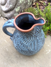 Large One Gallon Pitcher Rooted in Slate Blue - Handmade to Order