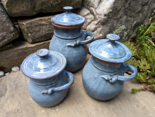 Kitchen Canister Set of Three in Slate Blue - In Stock and Ready to Ship 