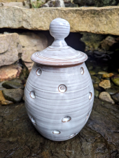 Large Kitchen Canister or Lidded Jar in Polka Dot Shale- In Stock and Ready to Ship