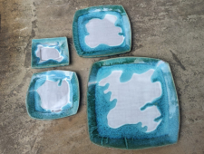 Square Plate Set in Turquoise Falls - Handmade to Order
