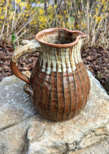 Large One Gallon Pitcher Ridged in Brownstone - Handmade to Order