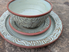 Rooted Dinnerware Place Setting in Lichen - Handmade to Order - Pick up Only