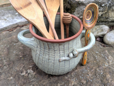 Ridged Utensil Holder in Lichen - Handmade to Order