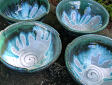 Set of Four Soup Bowls in Turquoise Falls - Handmade to Order