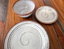Three Piece Peaked Dinnerware Place Setting in Shale- Handmade to Order - Pick up Only