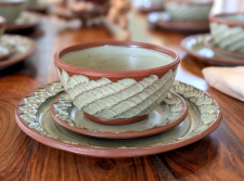 Woven Dinnerware Place Setting in Lichen - Handmade to Order - Pick up Only