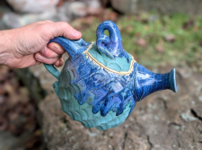 Woven Teapot in Cobalt Falls - Handmade to Order