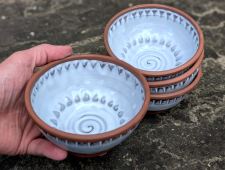 Set of Four Snack Bowls or Rice Bowls, Peaked in Shale- Handmade to Order