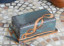 Covered Butter Dish in Slate Blue and Rust Chain -...